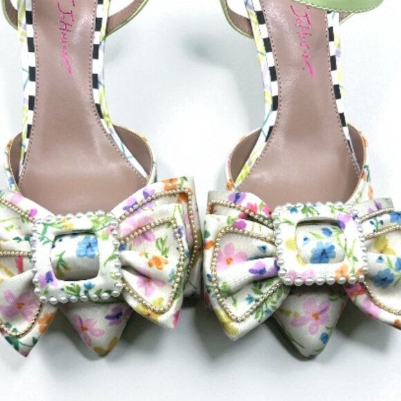 Betsey Johnson Emely Natural Ditsy Kitten Heeled Pump - Size 8 - Picture 5 of 10